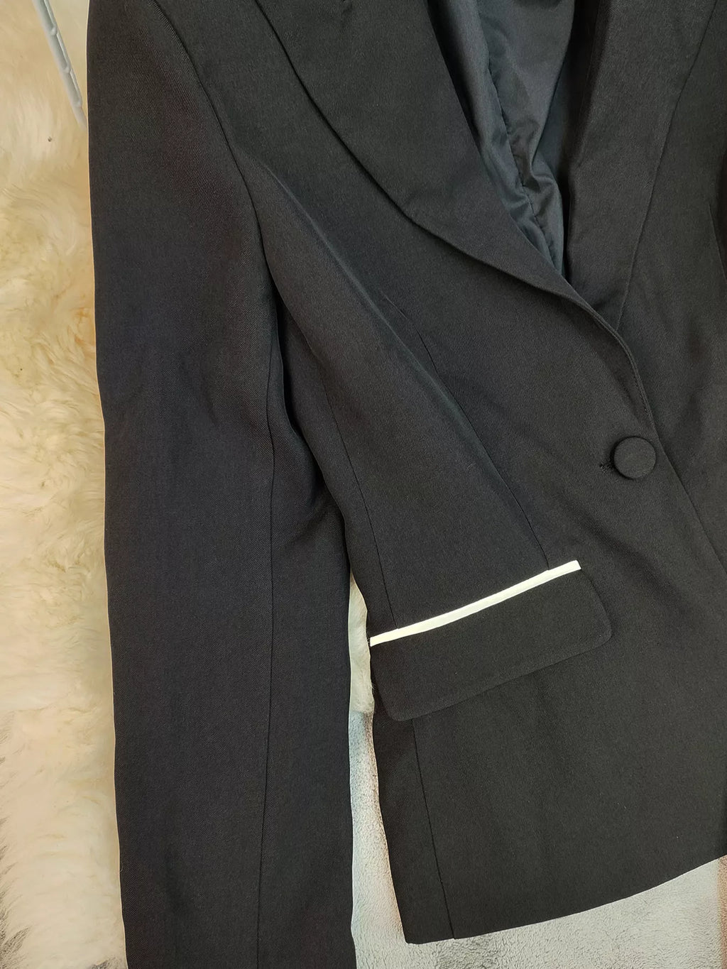 Contrast Trim Blazer & Wide Leg Pants Set - Girly Tea