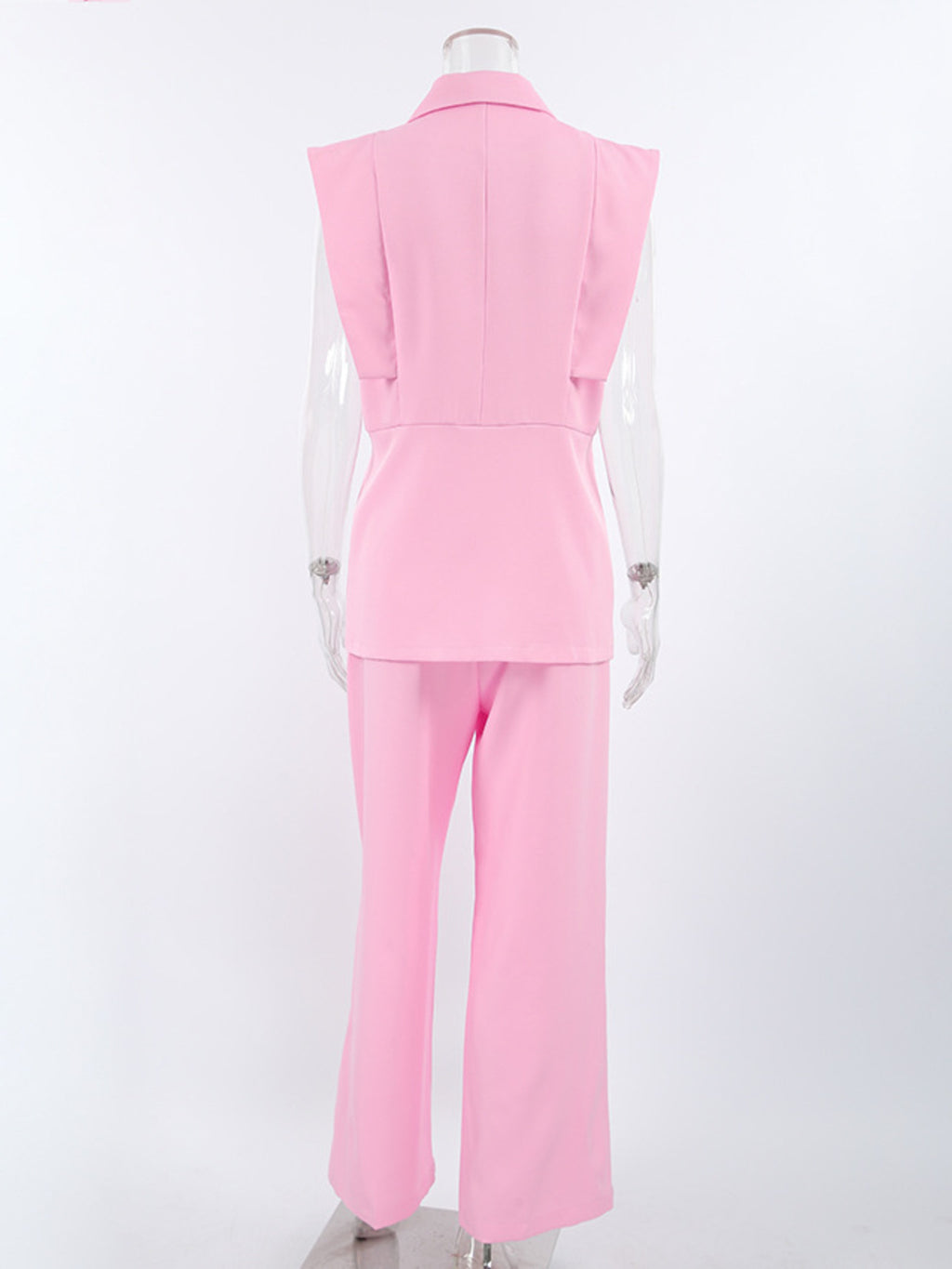 Sleeveless Blazer & Wide Leg Pants Set - Girly Tea