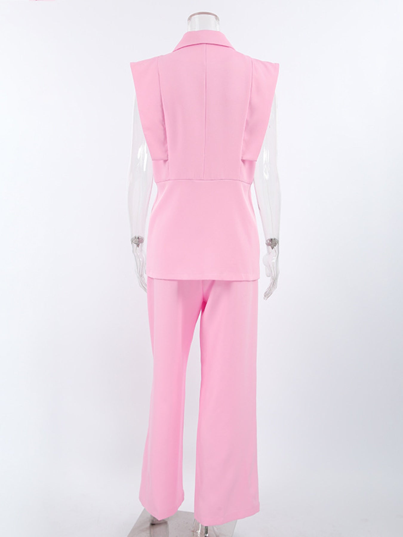 Sleeveless Blazer & Wide Leg Pants Set - Girly Tea