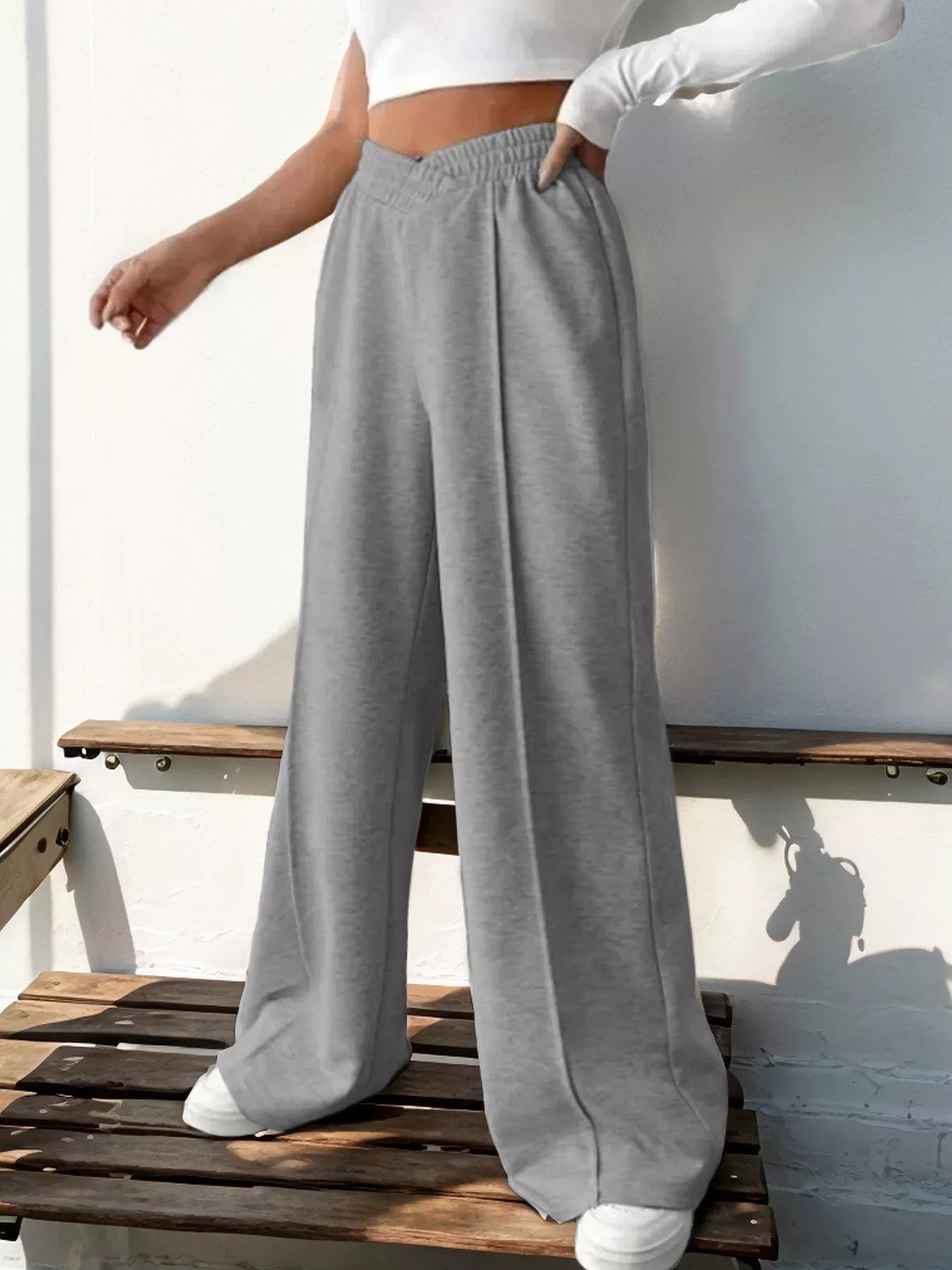 Wide Leg High Waist Pants - Girly Tea