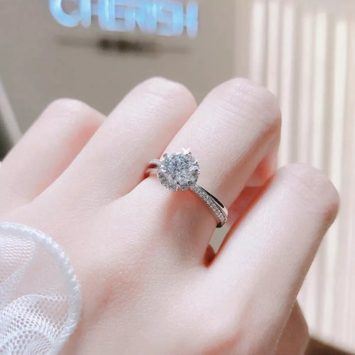 1 Carat 925 Sterling Silver Moissanite Ring - Girly Tea