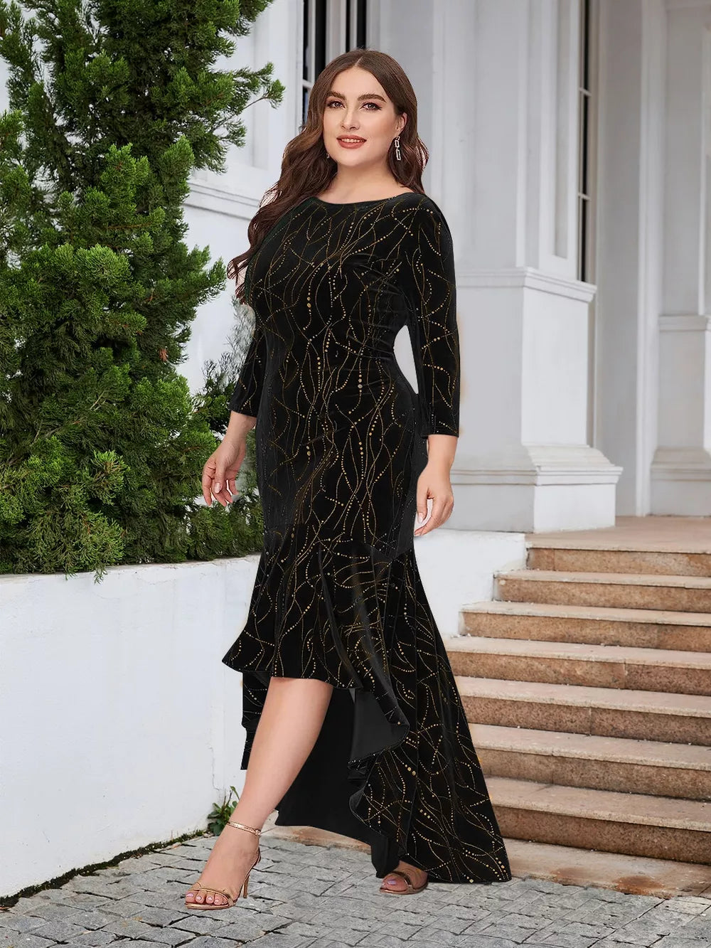 Plus Size Ruffle Hem High-Low Dress - Girly Tea