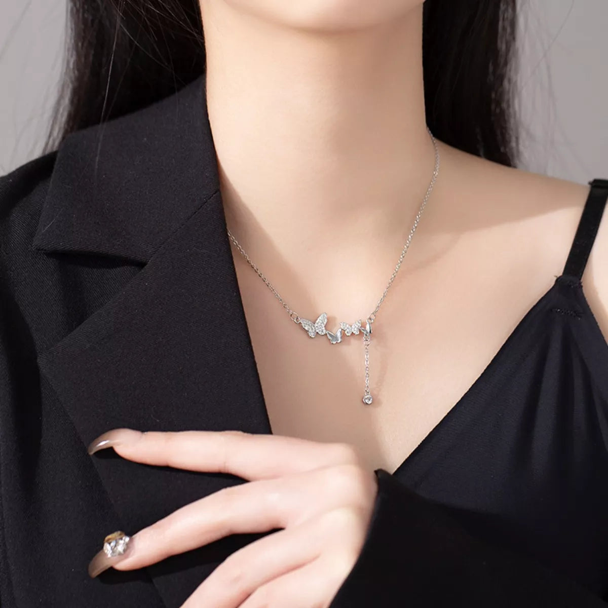 925 Sterling Silver Butterfly Necklace - Girly Tea