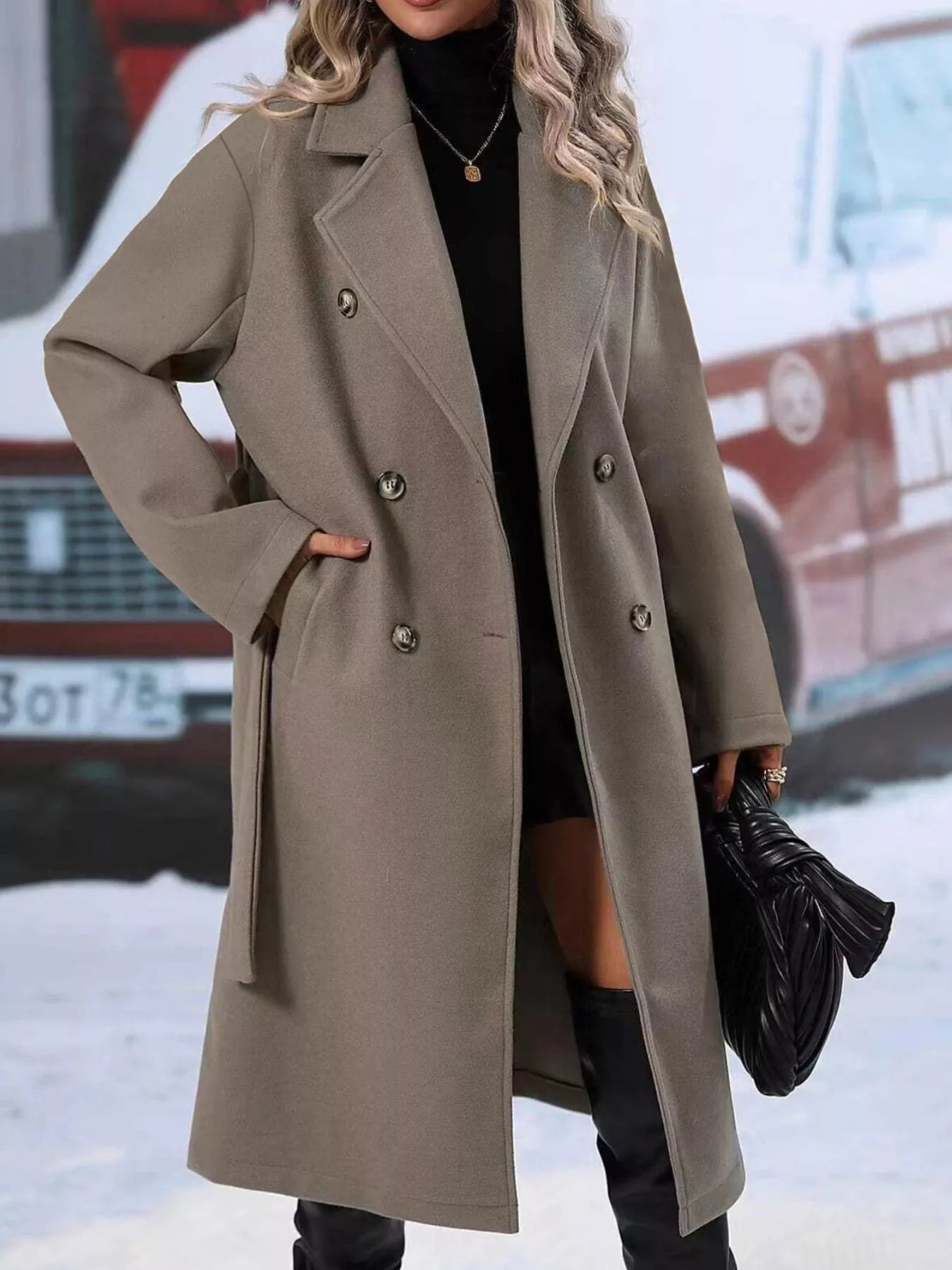 Double-Breasted Tie Waist Coat - Girly Tea