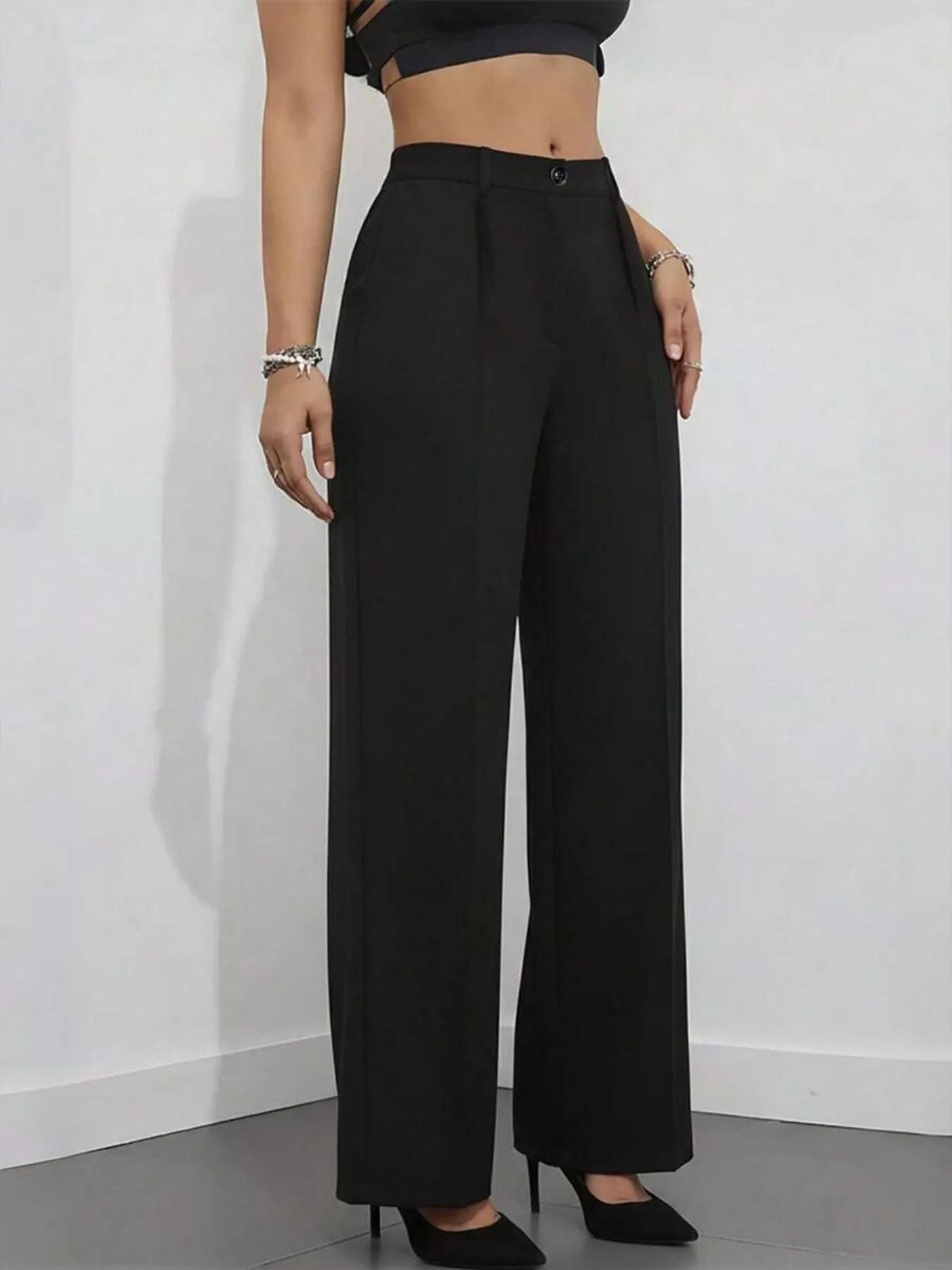 High-Waisted Wide Leg Pants - Girly Tea