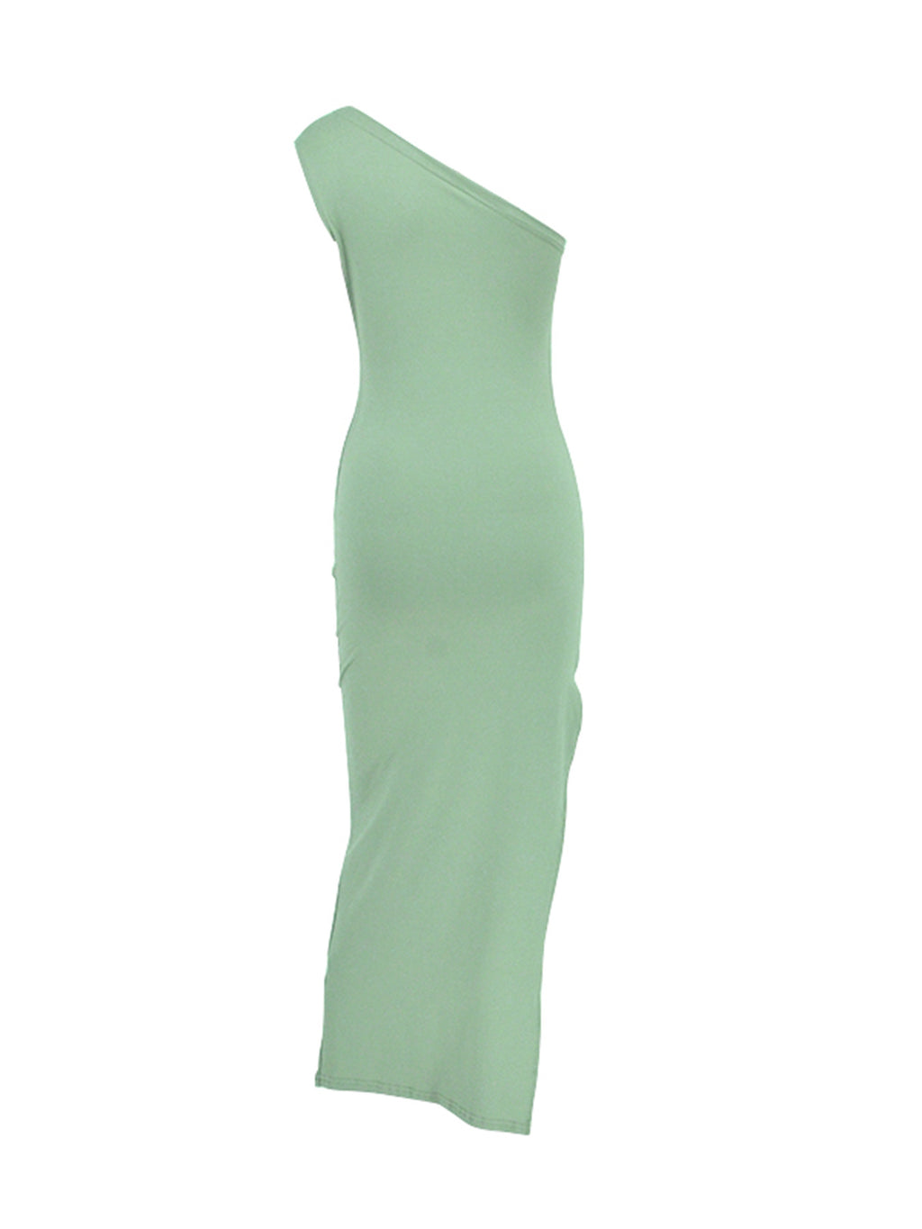 One-Shoulder Ruched Bodycon Slit Dress - Girly Tea
