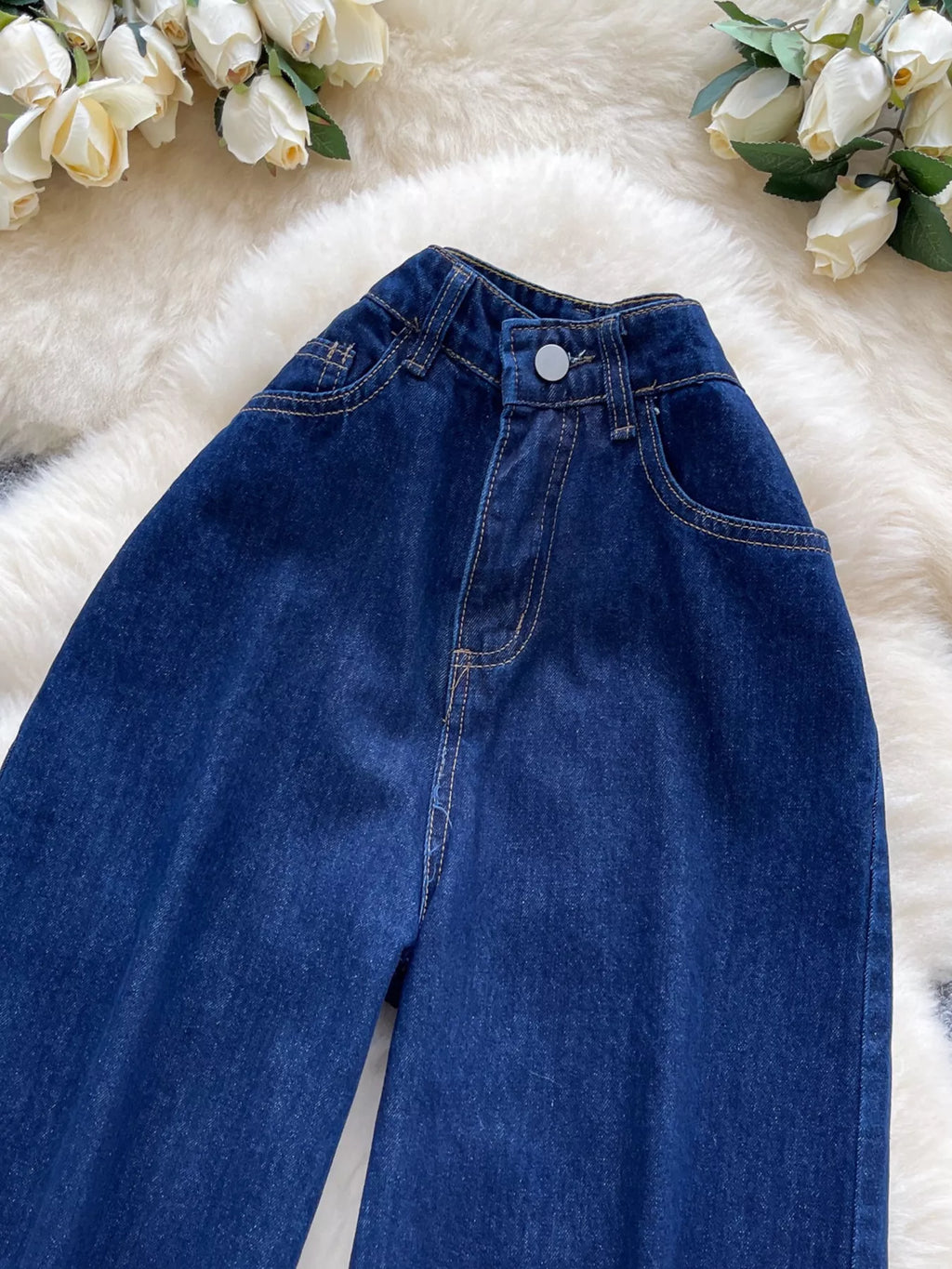 High Waist Wide Leg Jeans - Girly Tea
