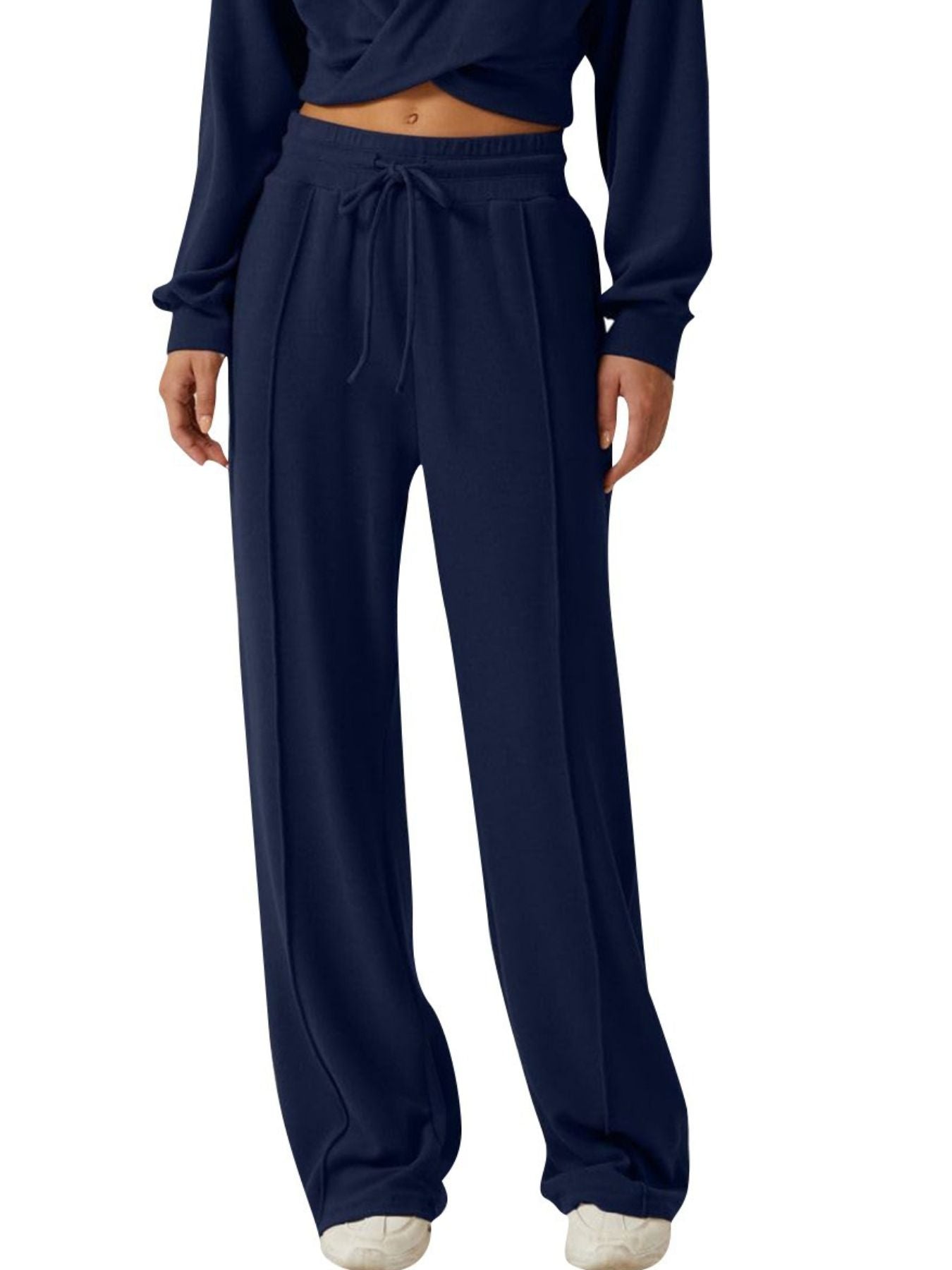 Twist-Front Long Sleeve Top and Pants Set - Girly Tea