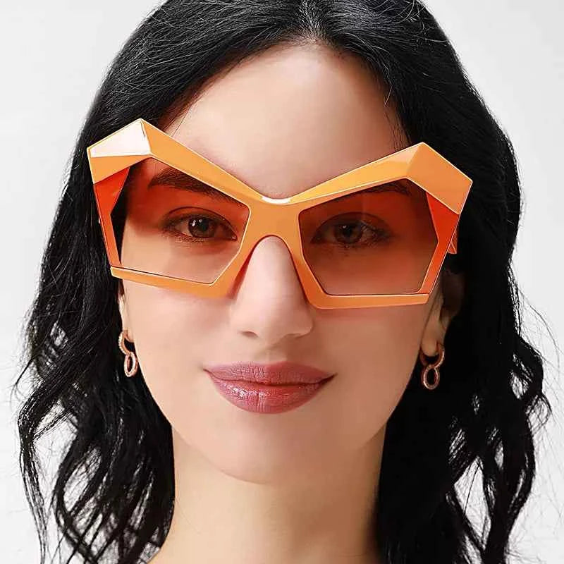 Oversized Geometric Orange Fashion Sunglasses