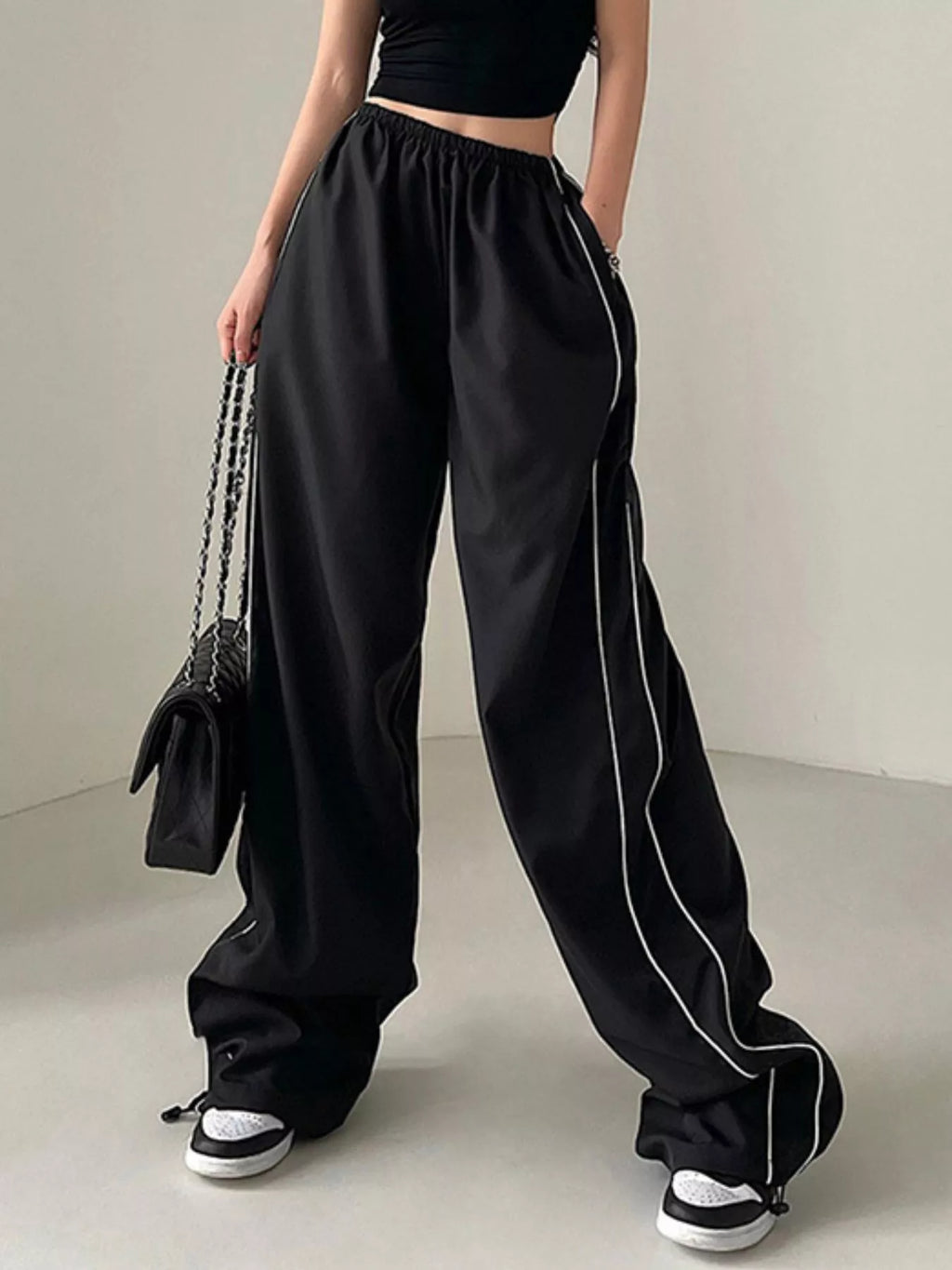 Elastic Waist Wide Leg Pants - Girly Tea