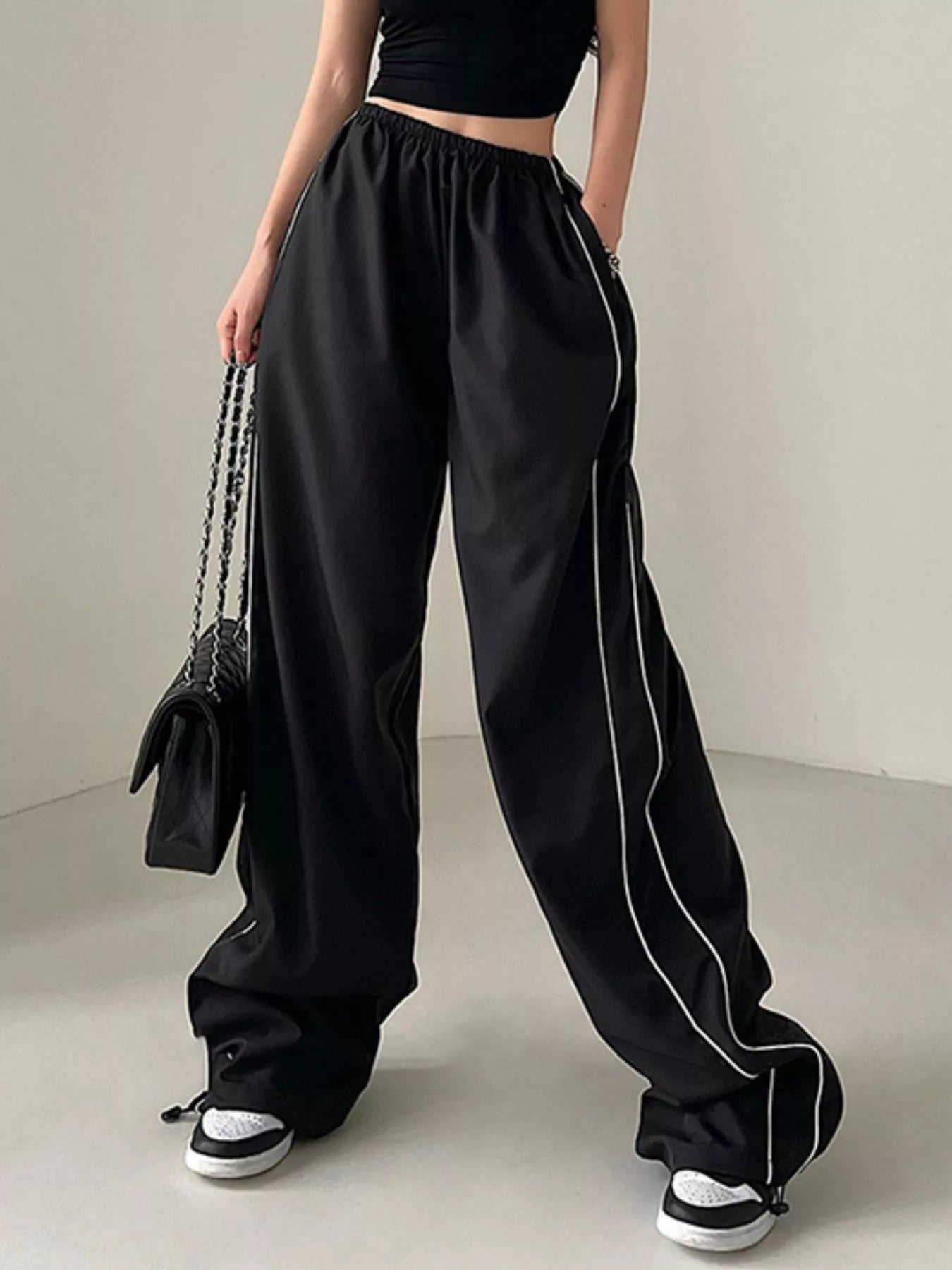 Elastic Waist Wide Leg Pants - Girly Tea