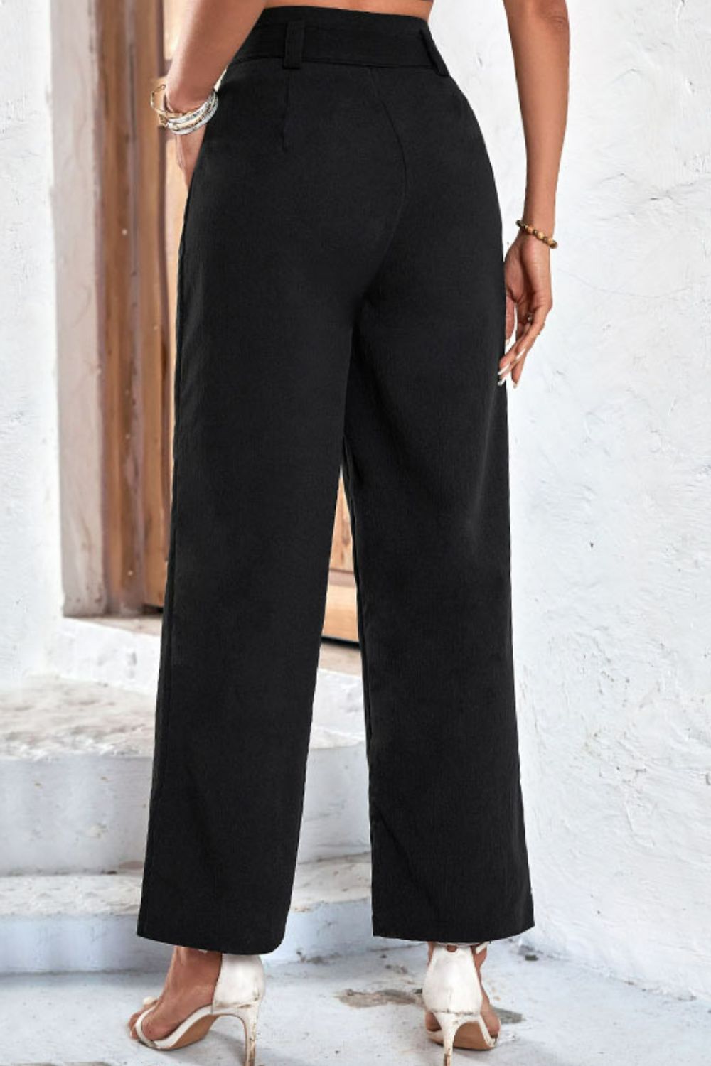 Perfee Belted High-Rise Wide Leg Pants - Girly Tea