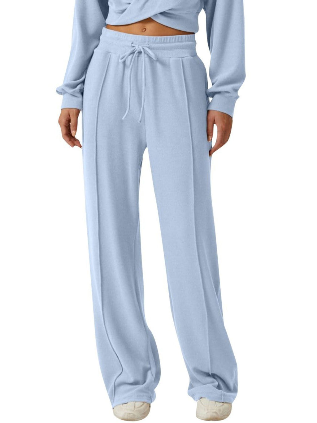 Twist-Front Long Sleeve Top and Pants Set - Girly Tea