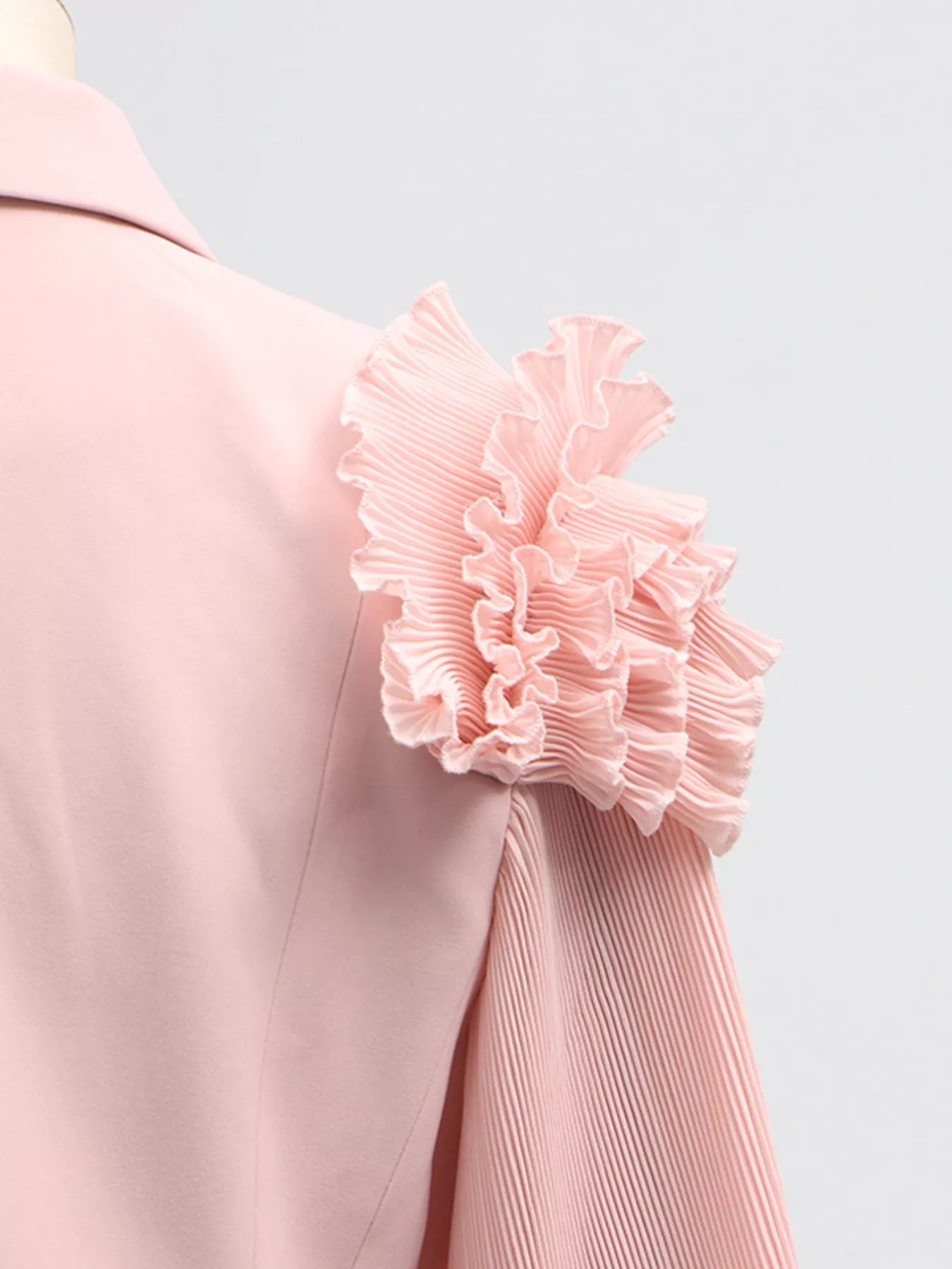 Frill Lapel Collar Top and Pleated Skirt Set - Girly Tea