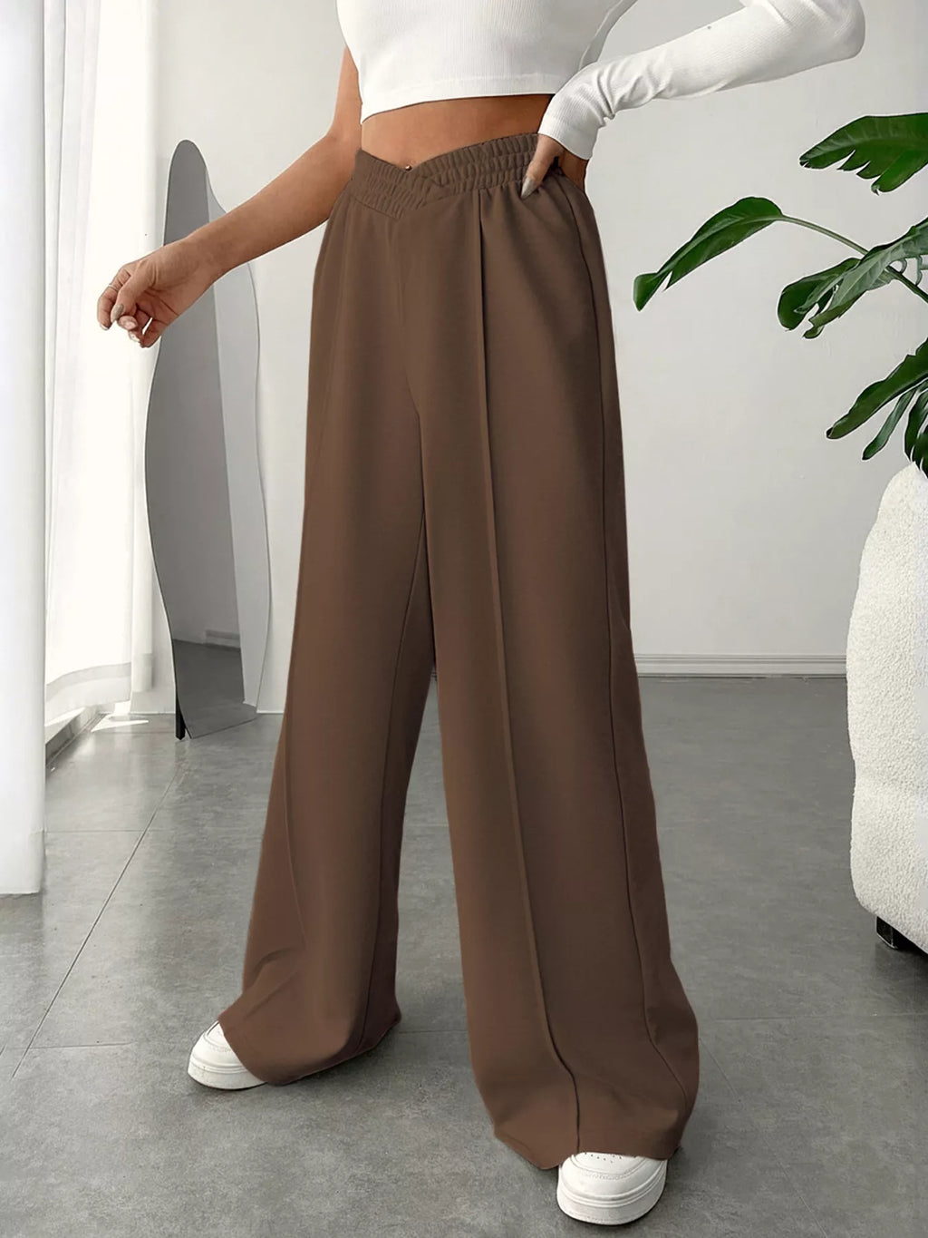 Wide Leg High Waist Pants - Girly Tea