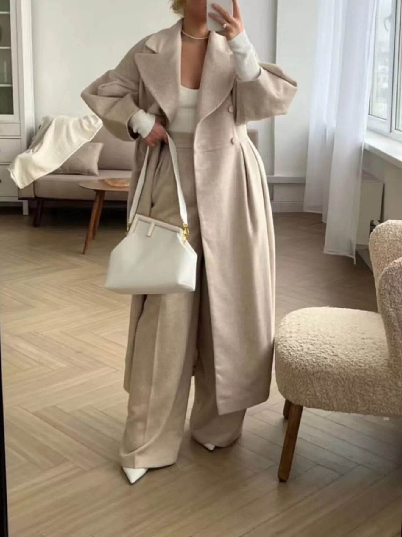 Double-Breasted Longline Coat - Girly Tea