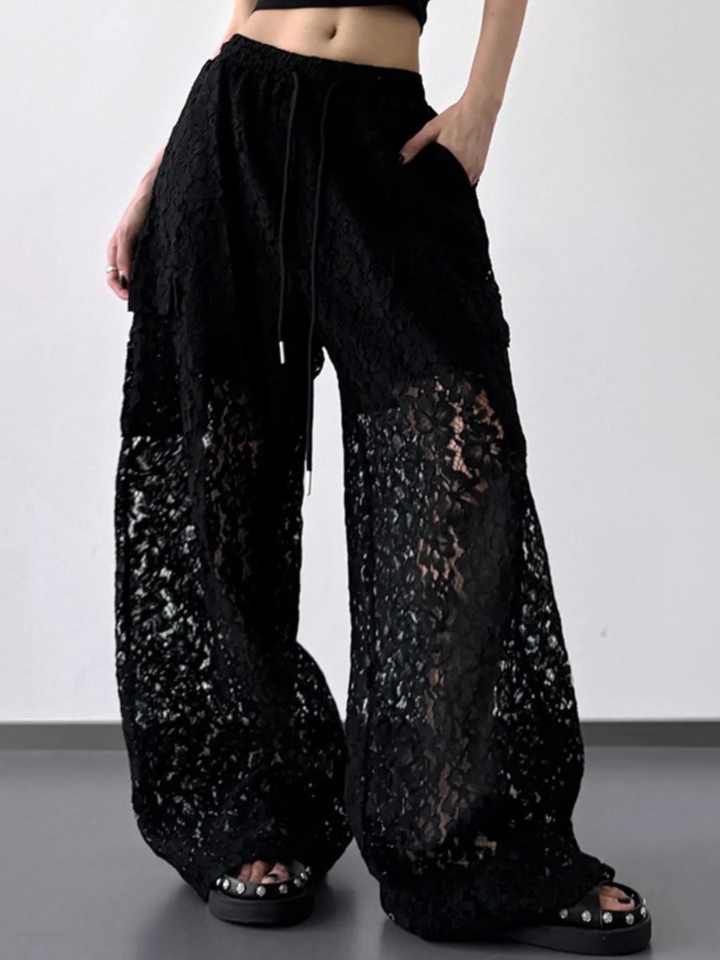 Lace Wide Leg Pants - Girly Tea