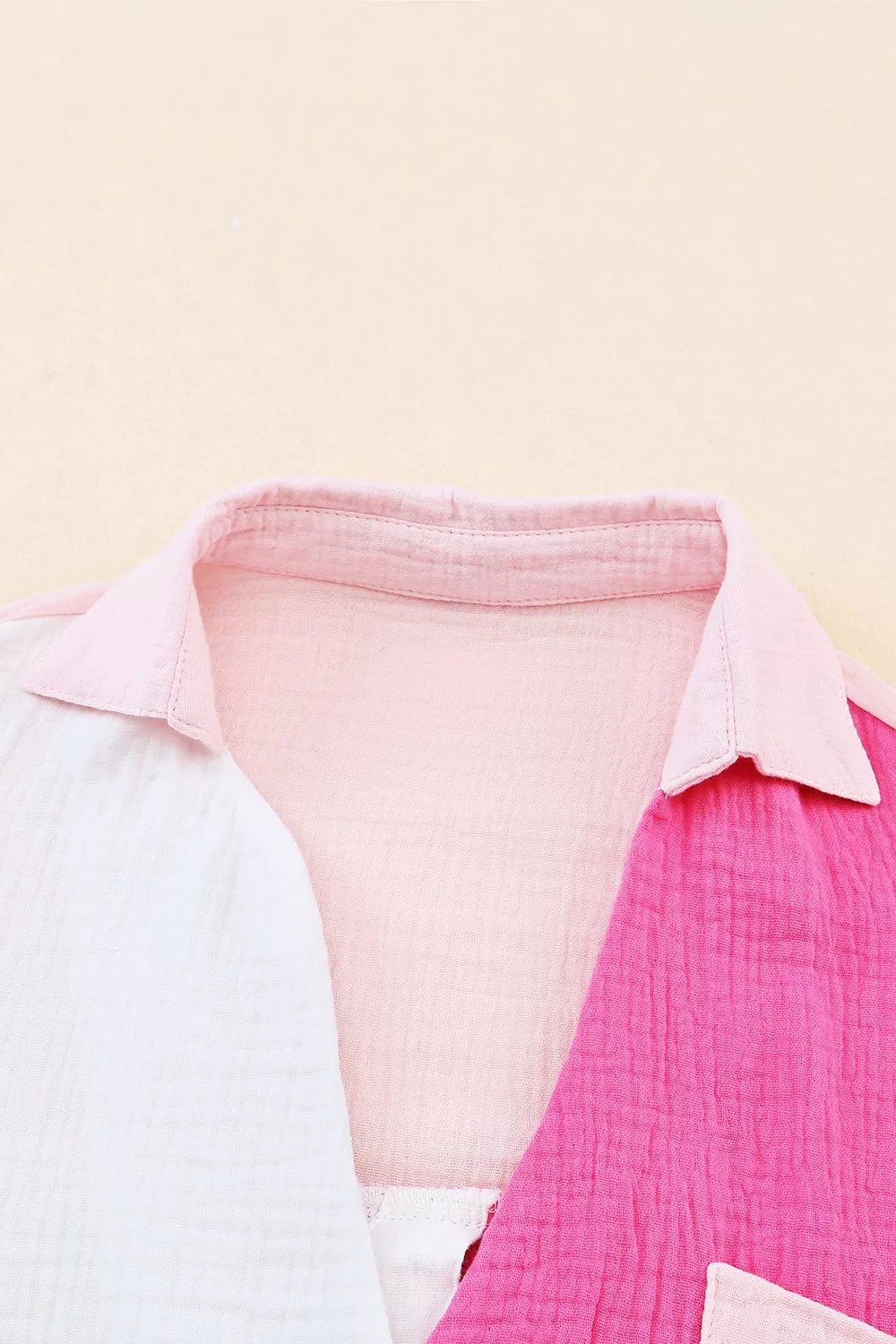 Color Block Casual Button Up Shirt - Girly Tea