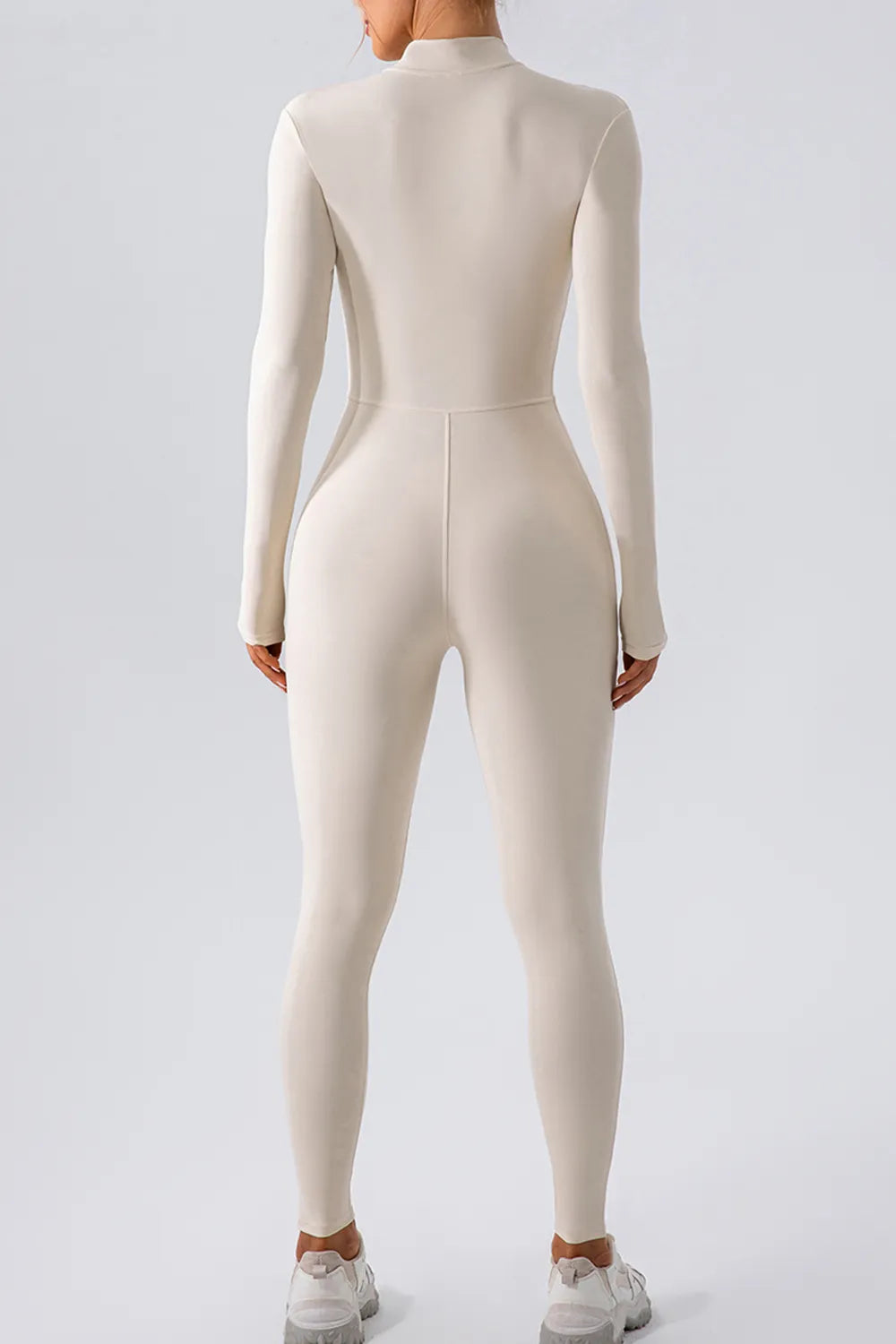 Half Zip Mock Neck Active Jumpsuit - Girly Tea