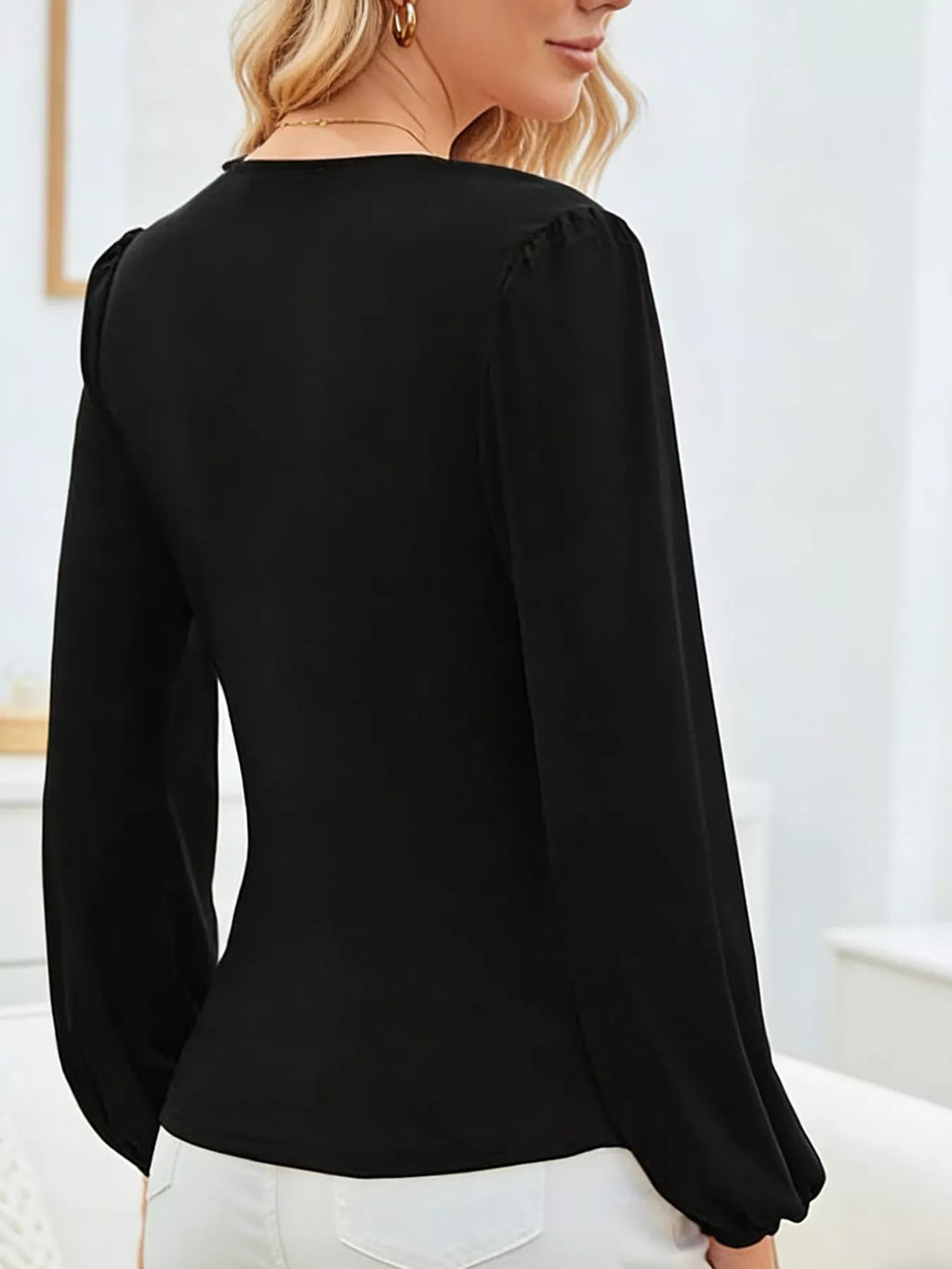 Long Sleeve Ruched Blouse - Girly Tea