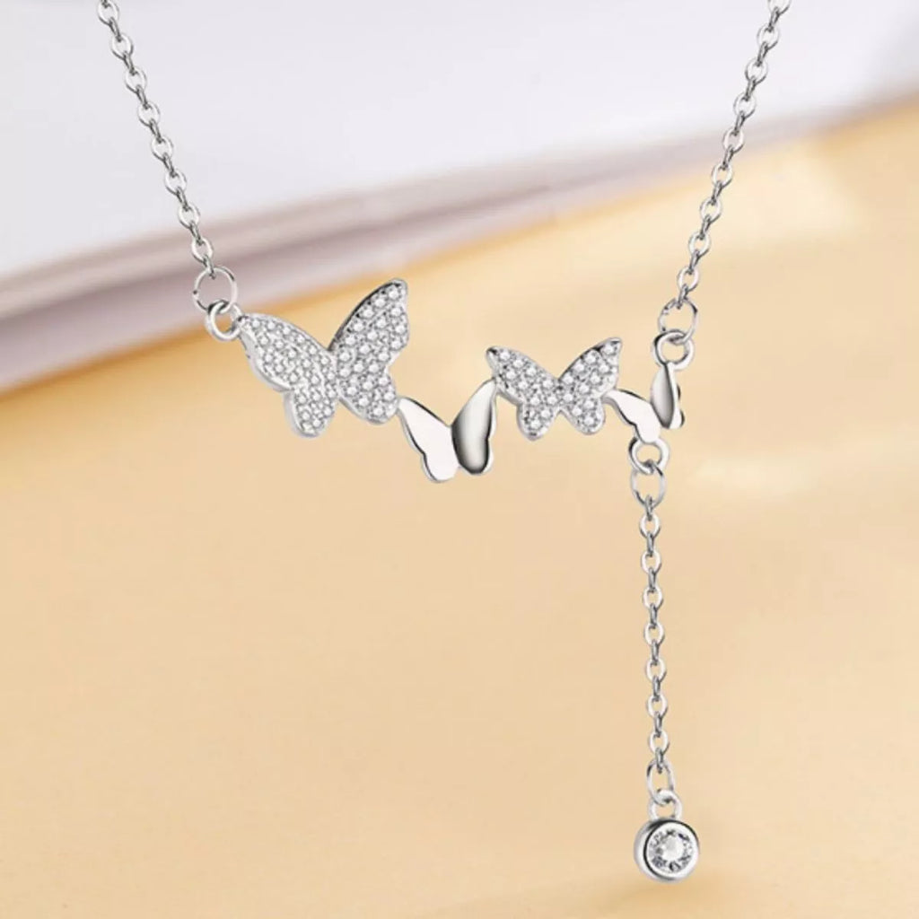 925 Sterling Silver Butterfly Necklace - Girly Tea