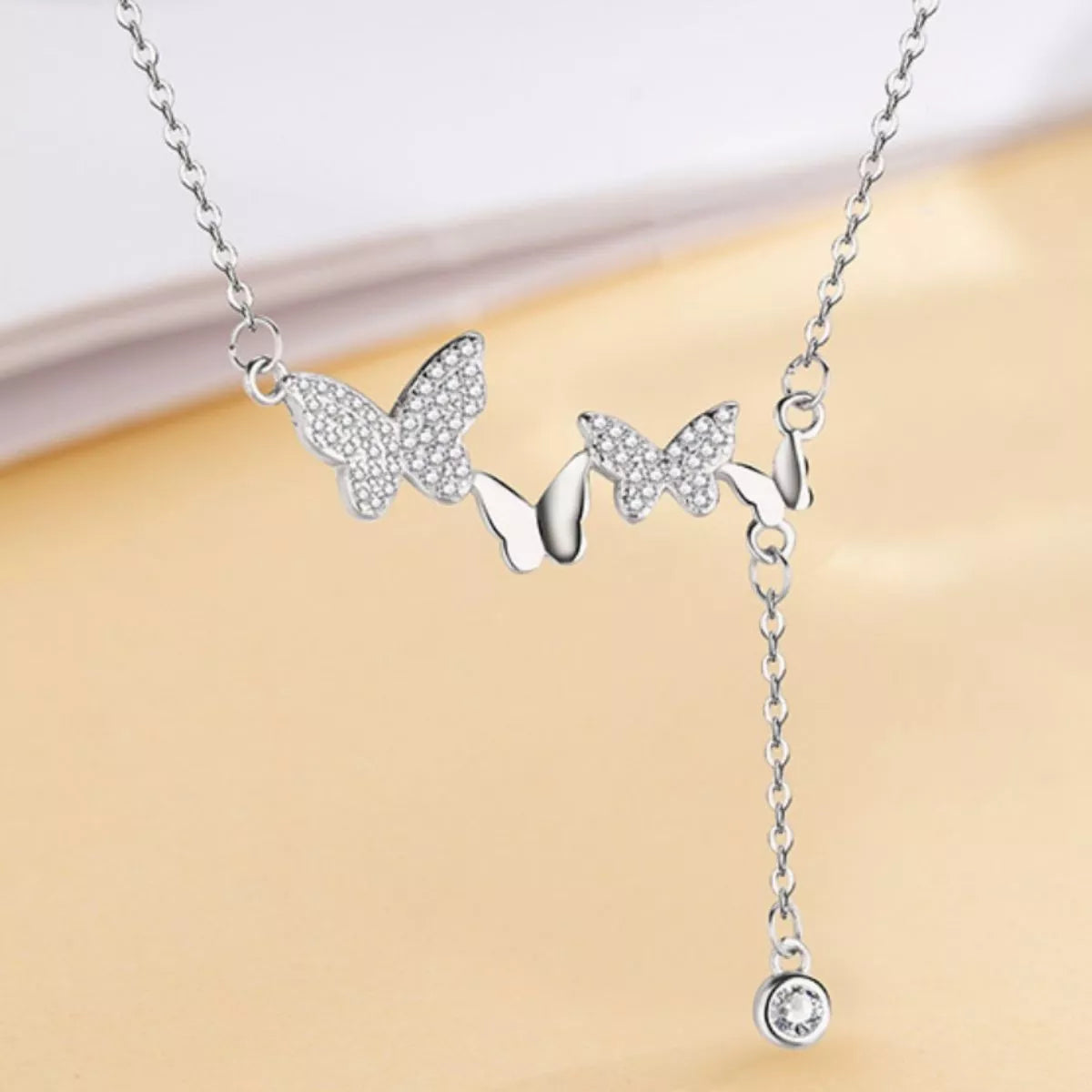 925 Sterling Silver Butterfly Necklace - Girly Tea