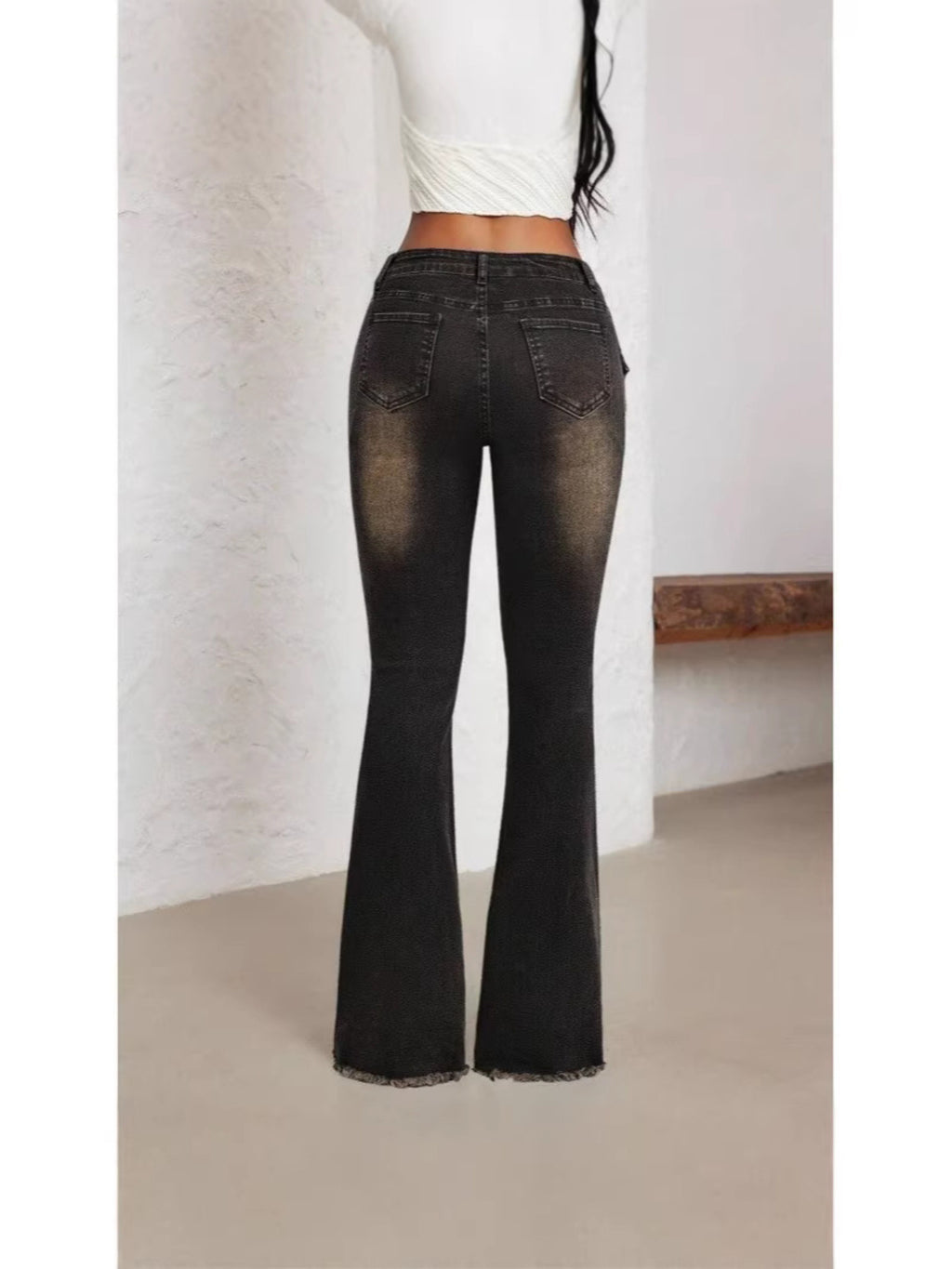 Belted High Waist Flare Jeans - Girly Tea