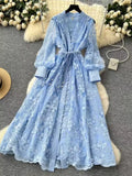 Lace Tie Waist Long Sleeve Dress - Girly Tea