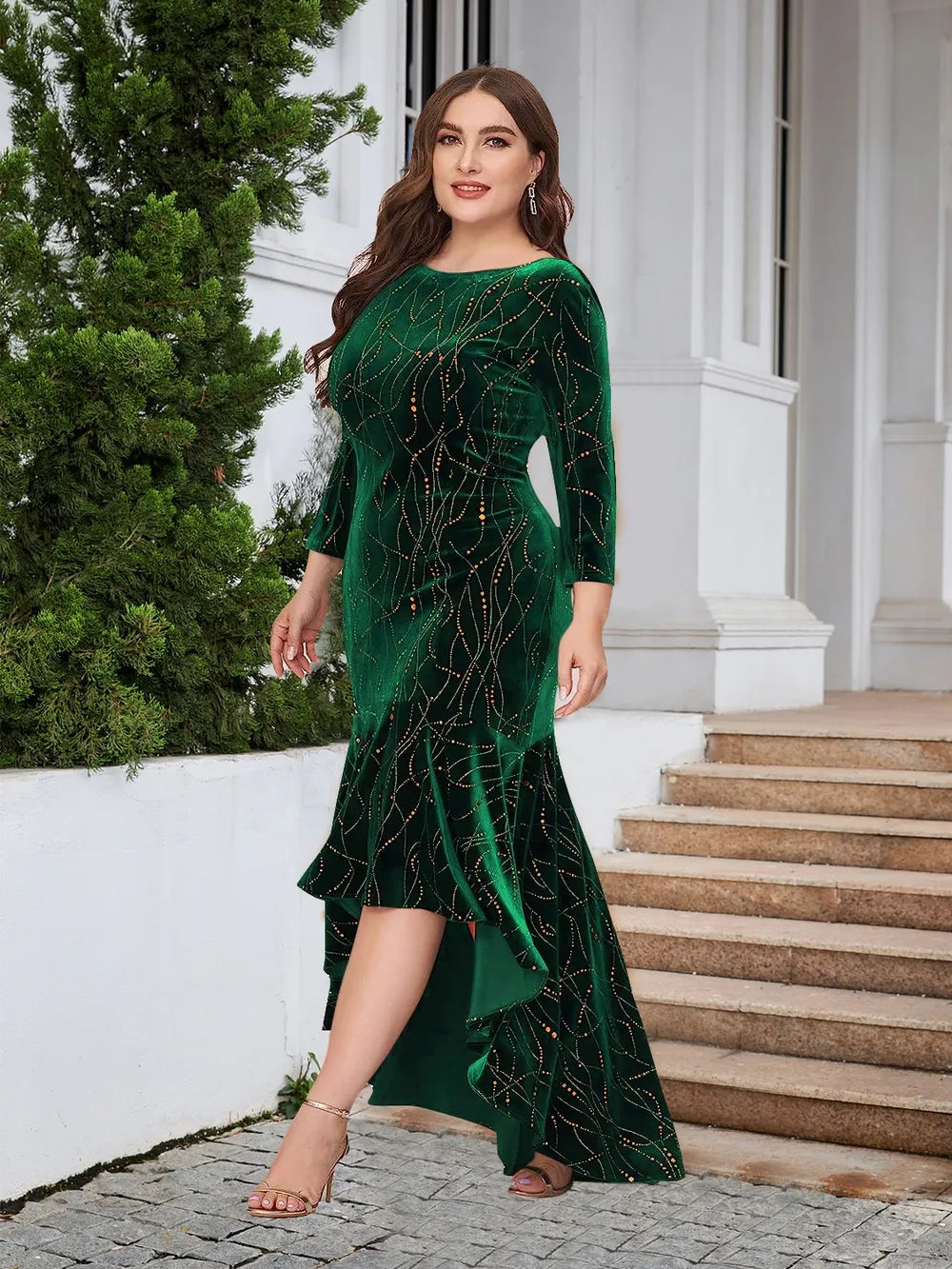 Plus Size Ruffle Hem High-Low Dress - Girly Tea