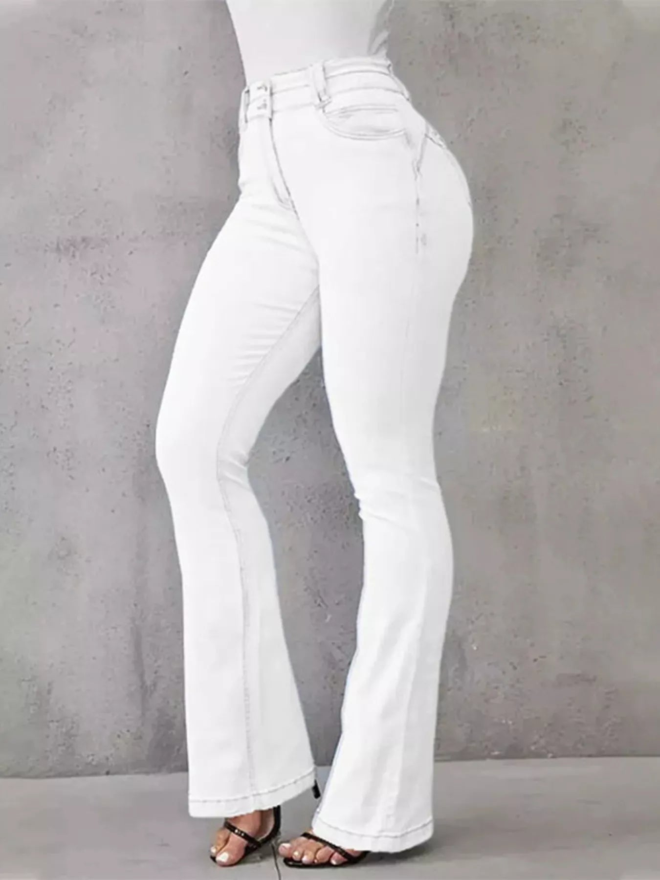 Full Size Wash High-Waisted Flare Jeans Plus Size - Girly Tea