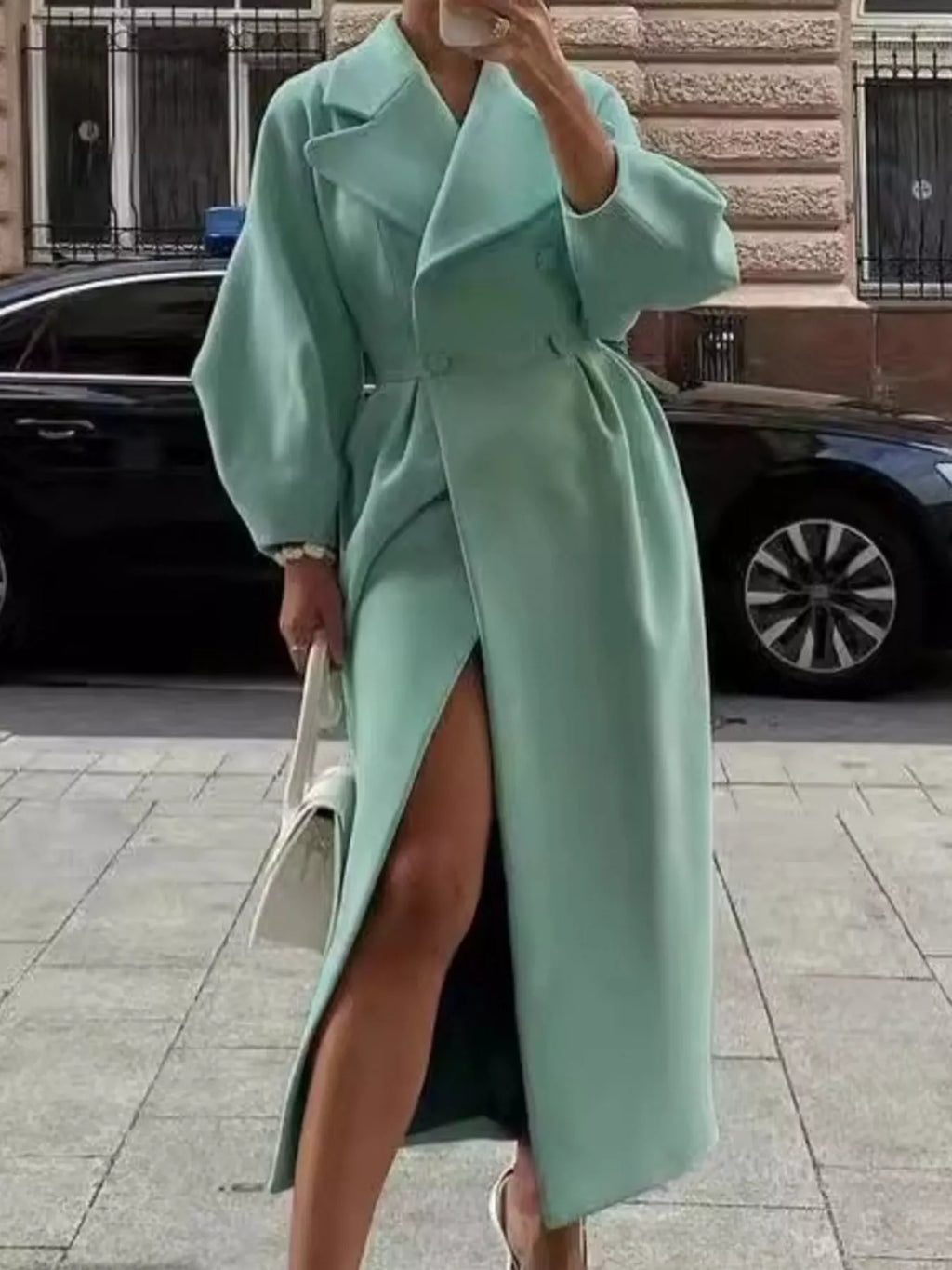Double-Breasted Longline Coat - Girly Tea