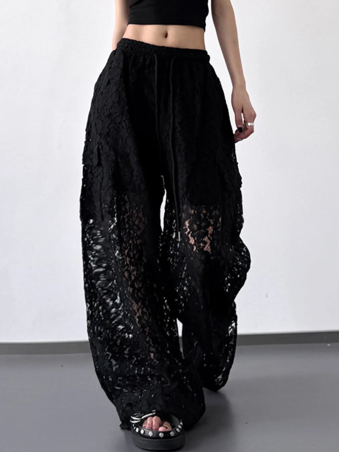 Lace Wide Leg Pants - Girly Tea