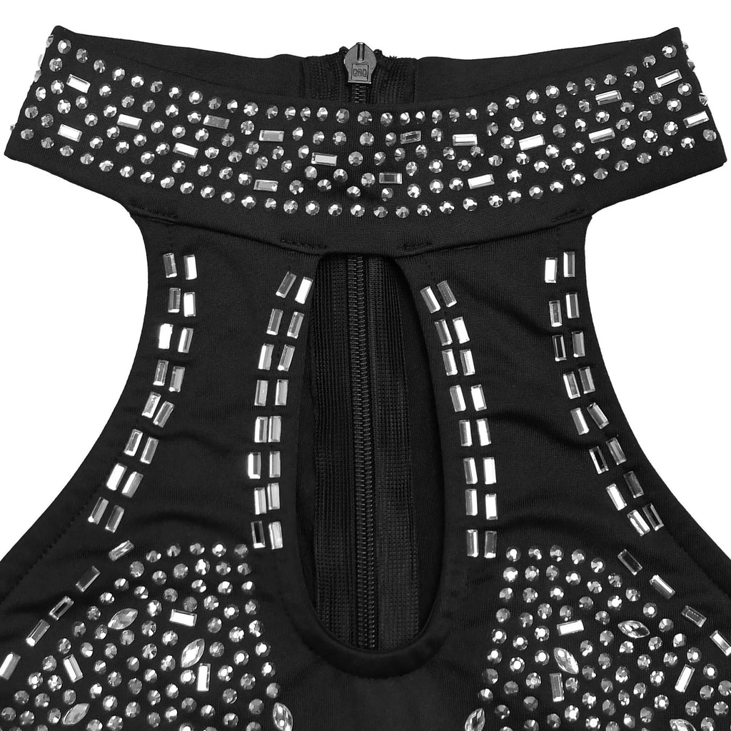 Sparkling Rhinestone Cutout Jumpsuit - Girly Tea