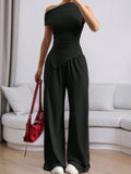 Single Shoulder Top and Pants Set - Girly Tea