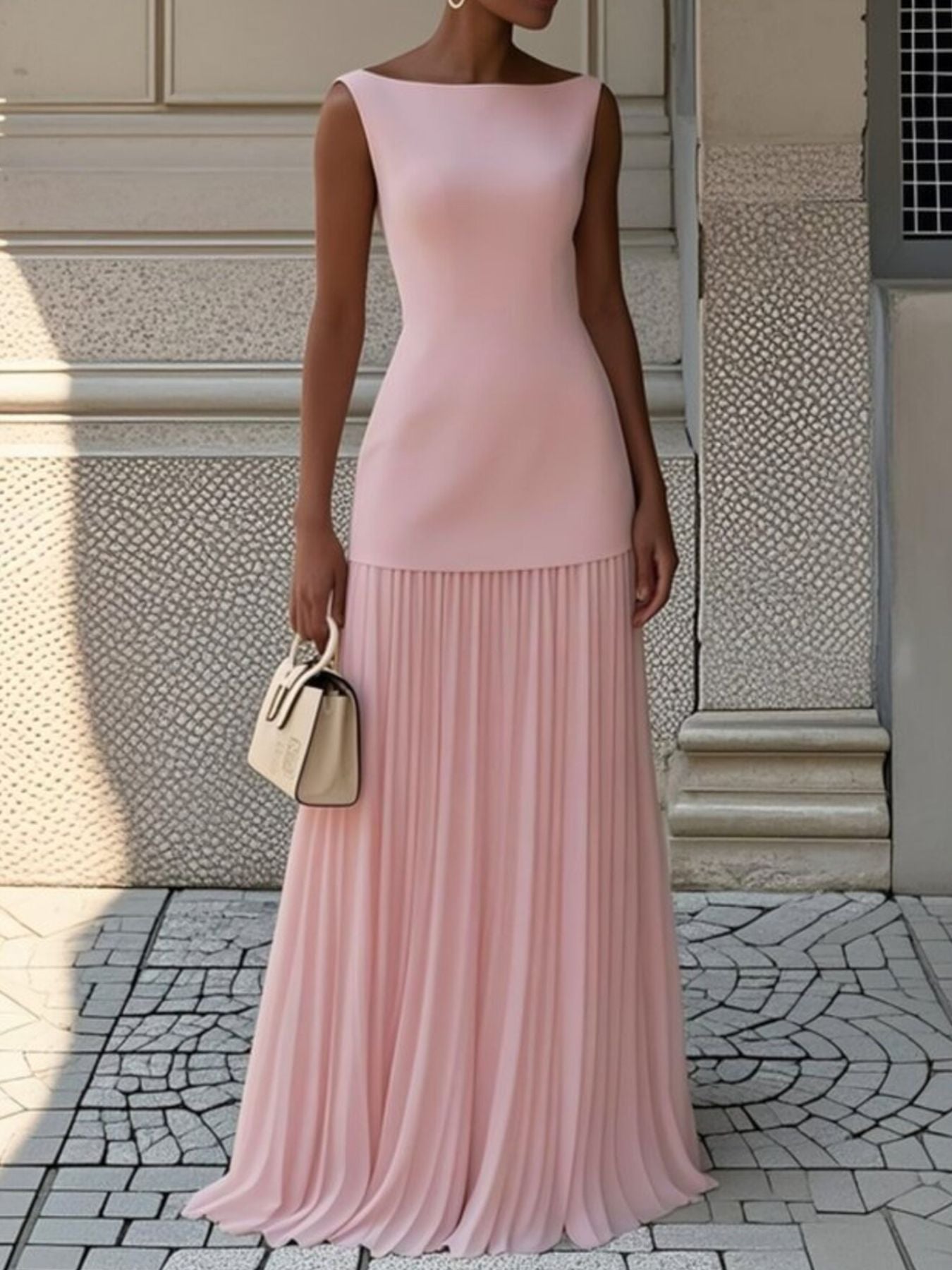 Full Size Sleeveless Top and Pleated Maxi Skirt Set Plus Size - Girly Tea