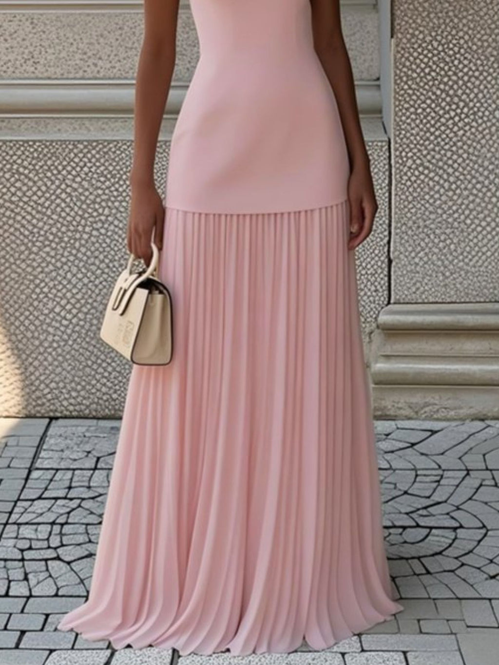 Full Size Sleeveless Top and Pleated Maxi Skirt Set Plus Size - Girly Tea